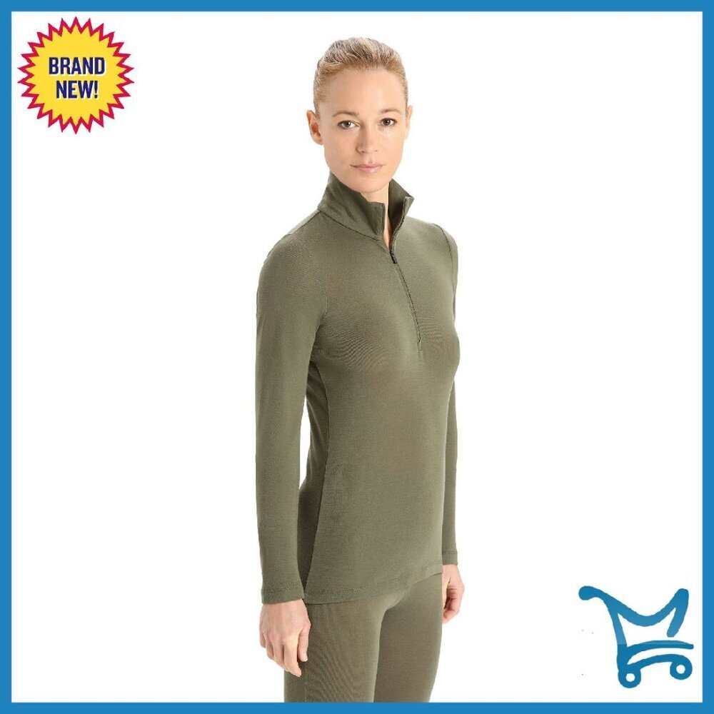 Merino Wool Base Layer Half Zip Top - Thermal Long Sleeve - Size M